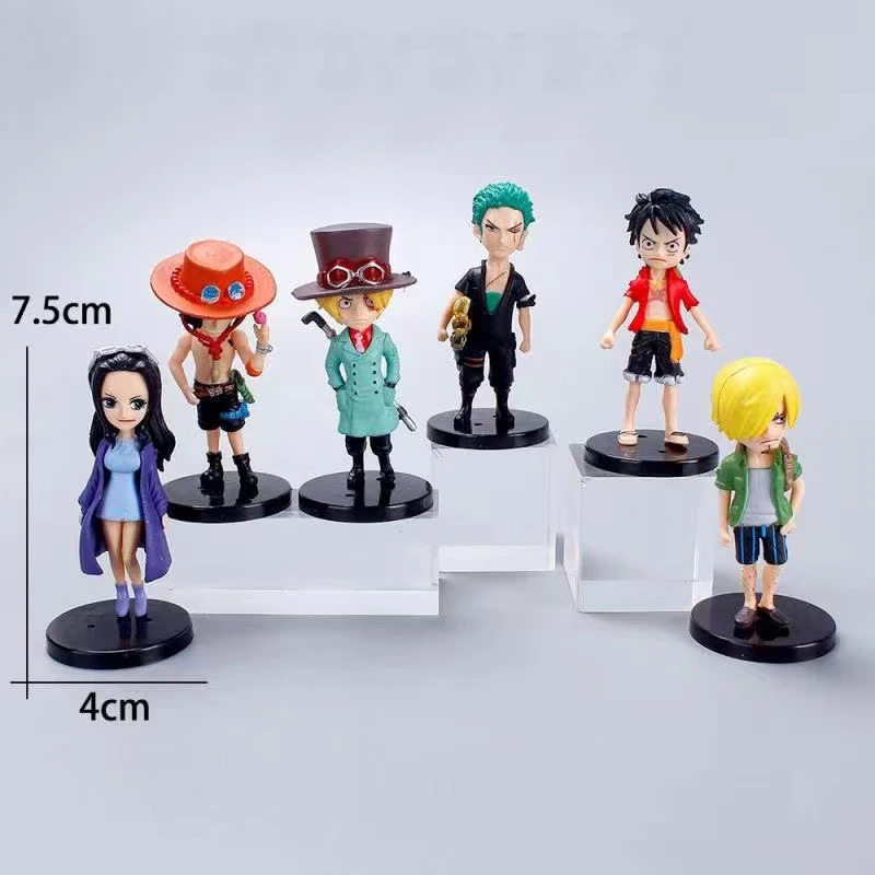 

6pcs Set Anime One Piece Figure Luffy Zoro Monkey D Luffy Model Pvc Figurine Cake Car Decoration Gift For Boys Collectible Toys