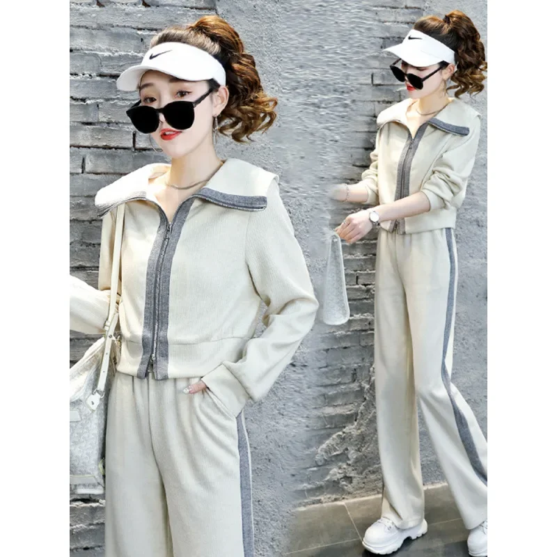 Весна-Осень 2024 новая женская модная куртка-клеш комплект из 2 предметов