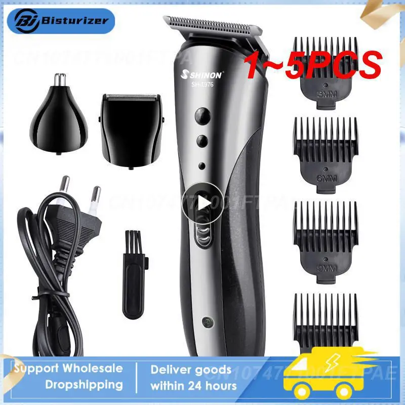 

1~5PCS All 3 in1 Rechargeable Hair Clipper for Men Waterproof Wireless Electric Shaver Beard Nose Ear Shaver Hair Trimme