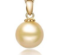 charming 11mm natural south sea genuine golden perfect round pearl pendant free shipping for women jewelry pendant