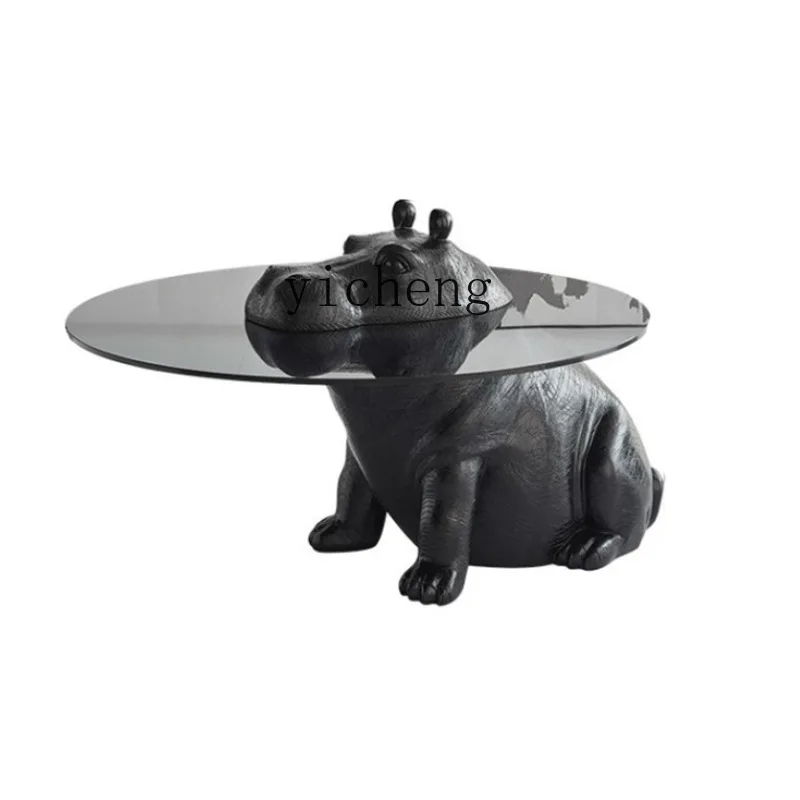 

XL Hippo Coffee Table Italian Designer Affordable Luxury Style Creative Tempered Glass round Tea Table