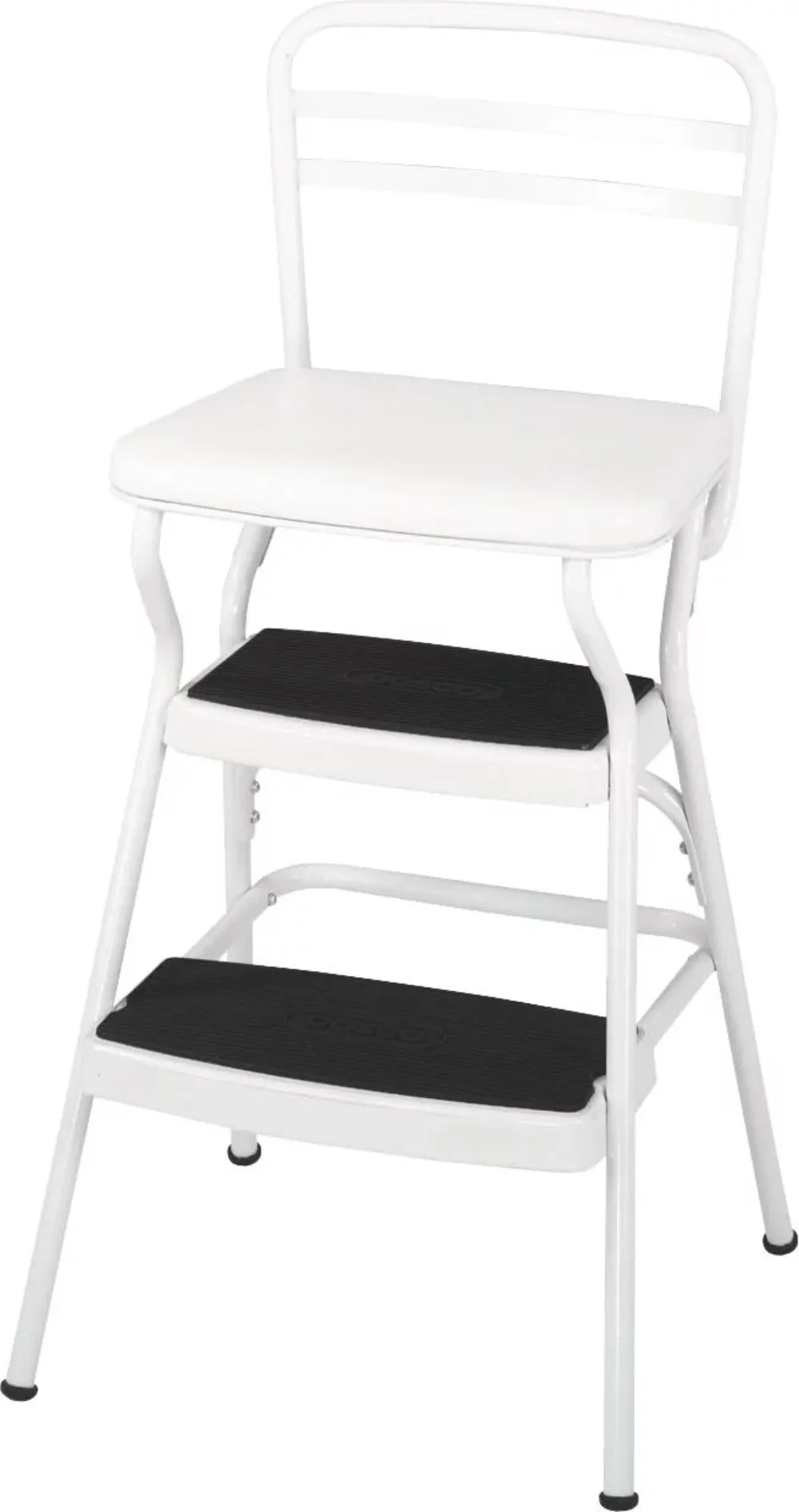 

COSCO Stylaire Retro Chair + Step Stool with flip-up seat (white, one pack)