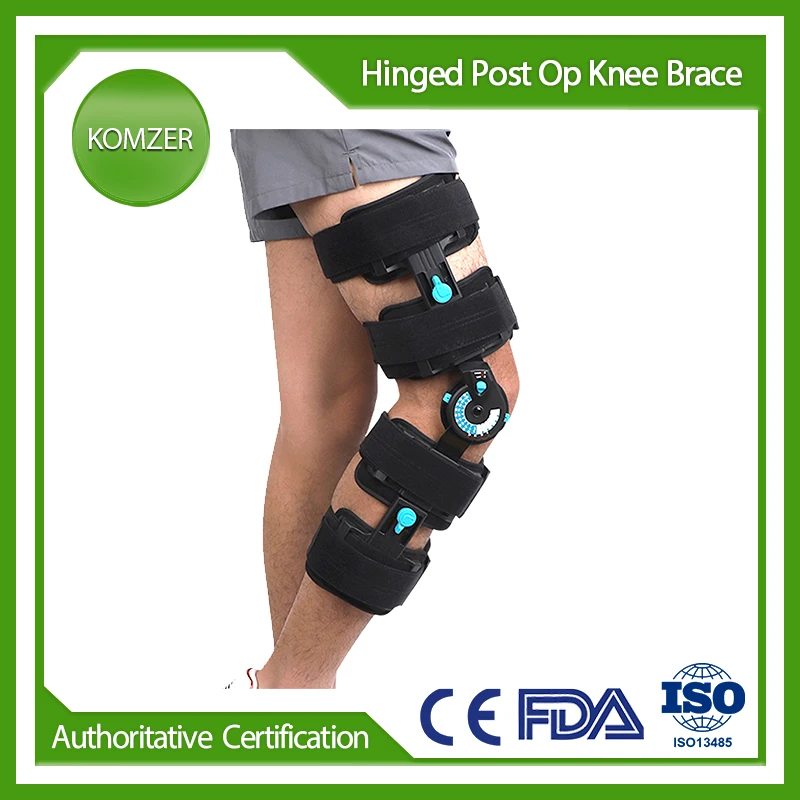 Komzer Hinged Post Op Knee Brace, Adjustable ROM Leg Stabilizer for Recovery Stabilization, ACL,MCL and PCL Injury After Surgery