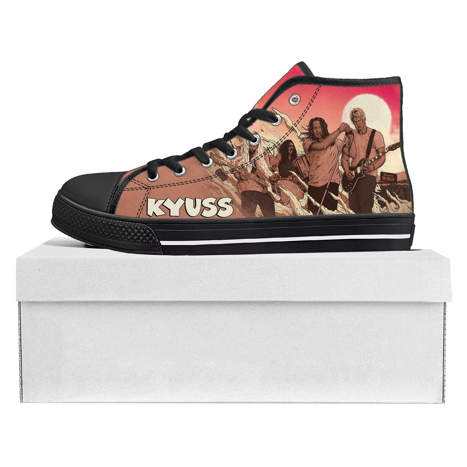 Kyuss Metal Rock Band High Top High Quality Sneakers Mens Womens Teenager Canvas Sneaker Casual Couple Shoes Custom Shoe Black