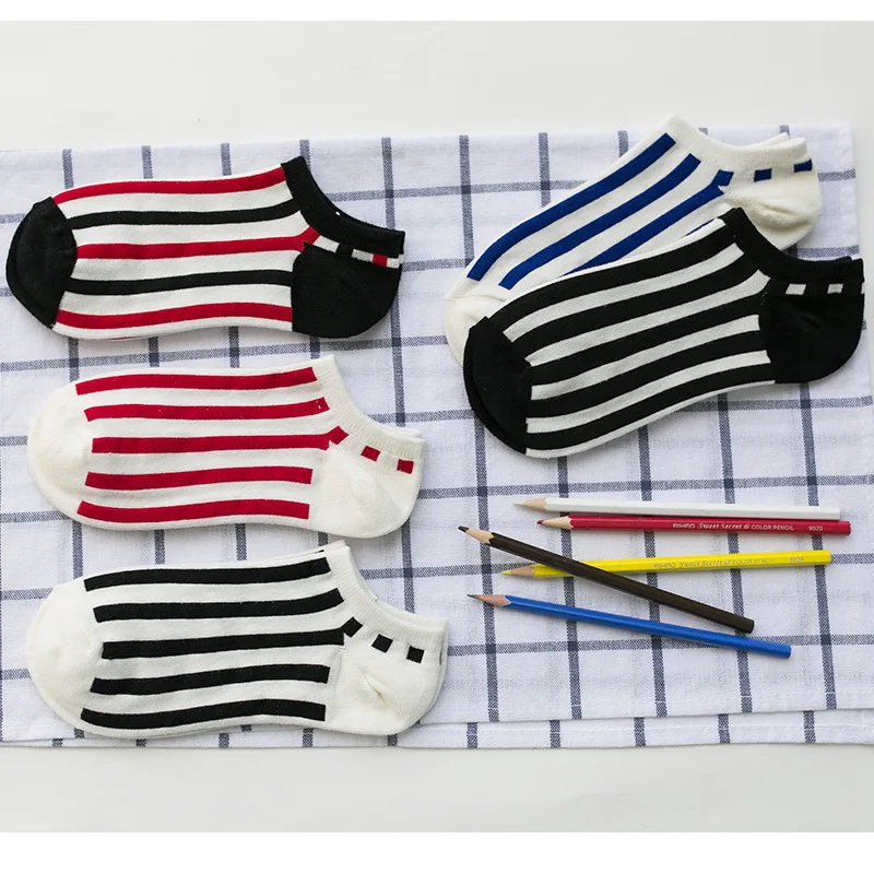 Spring And Summer Leisure Sports Cotton Boat Socks For Men And Women Vertical Terms Couple Low Top Short Mouth Antibacterial