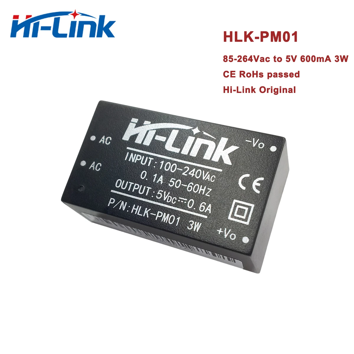 

Free Shipping 60pcs Original 5V 600mA 3W AC DC Power Module Supply for Europe HLK-PM01