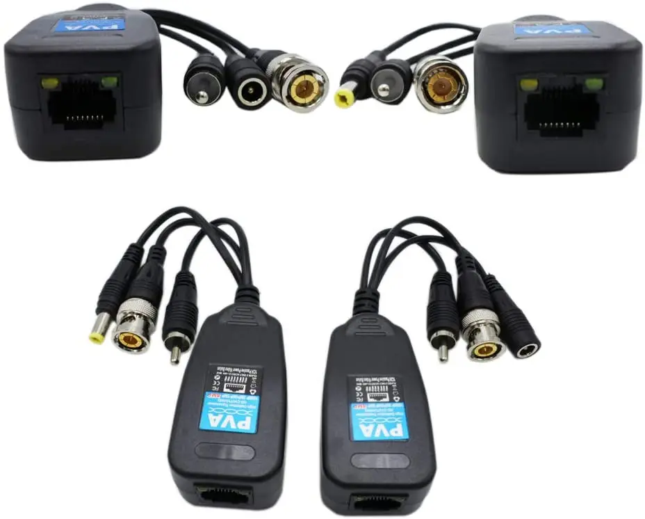 

Passive Video Balun Audio with DC Power and RJ45 UTP CAT5e/Cat6 Transmitter/Receiver