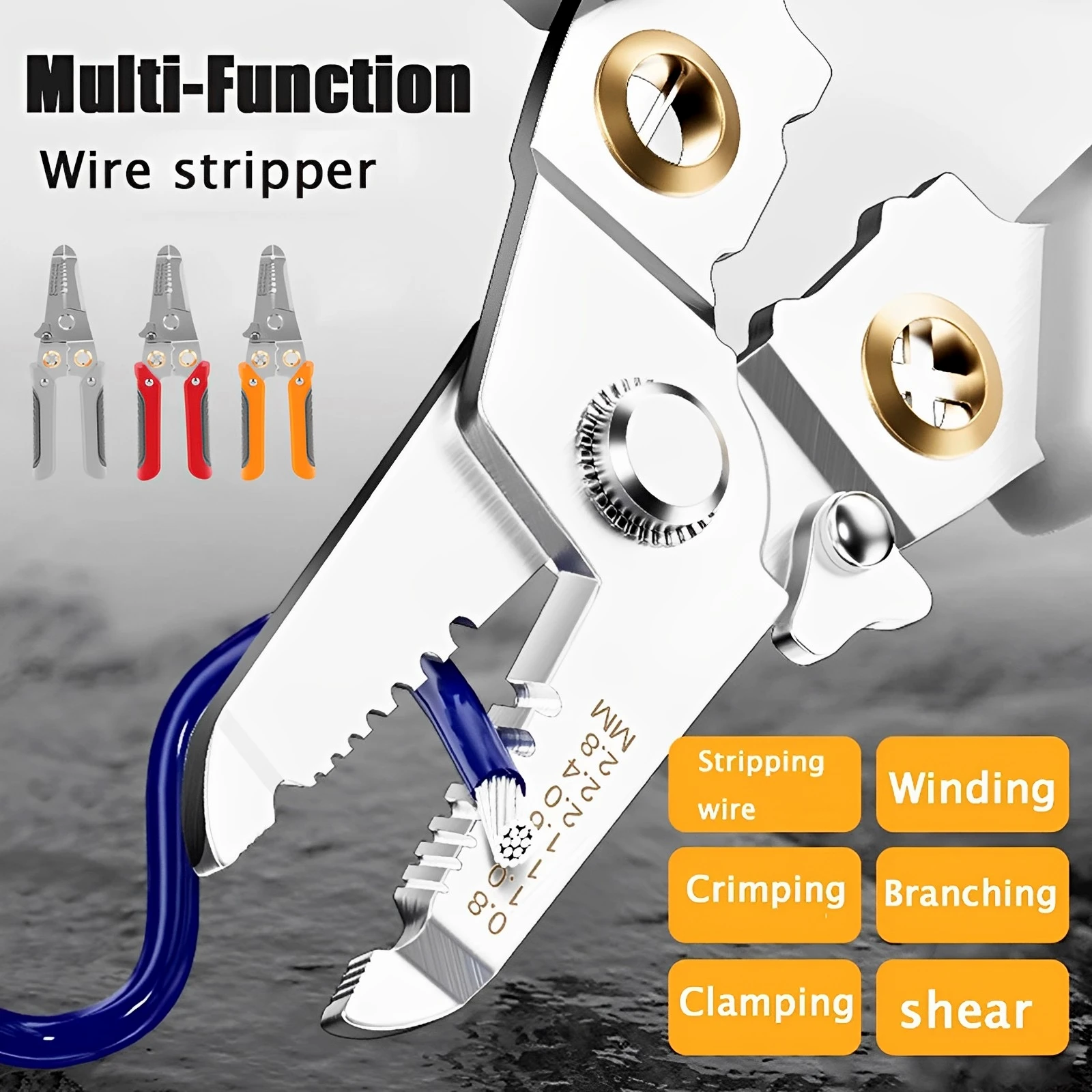 

Wire Stripper Stainless Steel Wire Stripping Pliers Ergonomic Non-slip Wire Crimper Wire Stripping Cutting Crimping Deburring