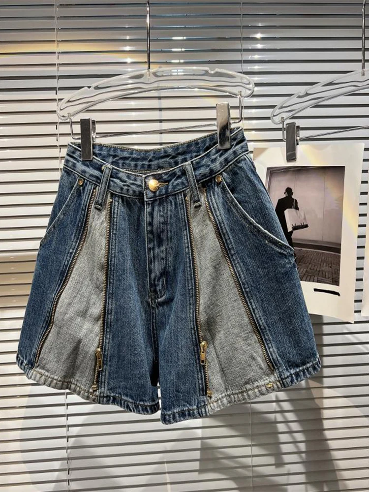 

HIGH STREET Newest Fashion 2022 Designer Skirt Women's Split zipper Denim Mini Shorts