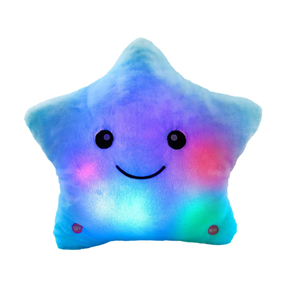 

25CM Creative Toy Luminous Pillow Soft Stuffed Plush Glowing Colorful Stars Cushion Led Light Toys Gift For Kids Children Girls