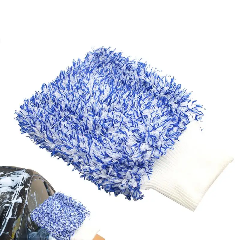 

Car Cleaning Mitts Double-Sided Car Wash Mitt Chenille Microfiber Lint Free Wash Glove And Microfiber Towels Car Washing Gloves