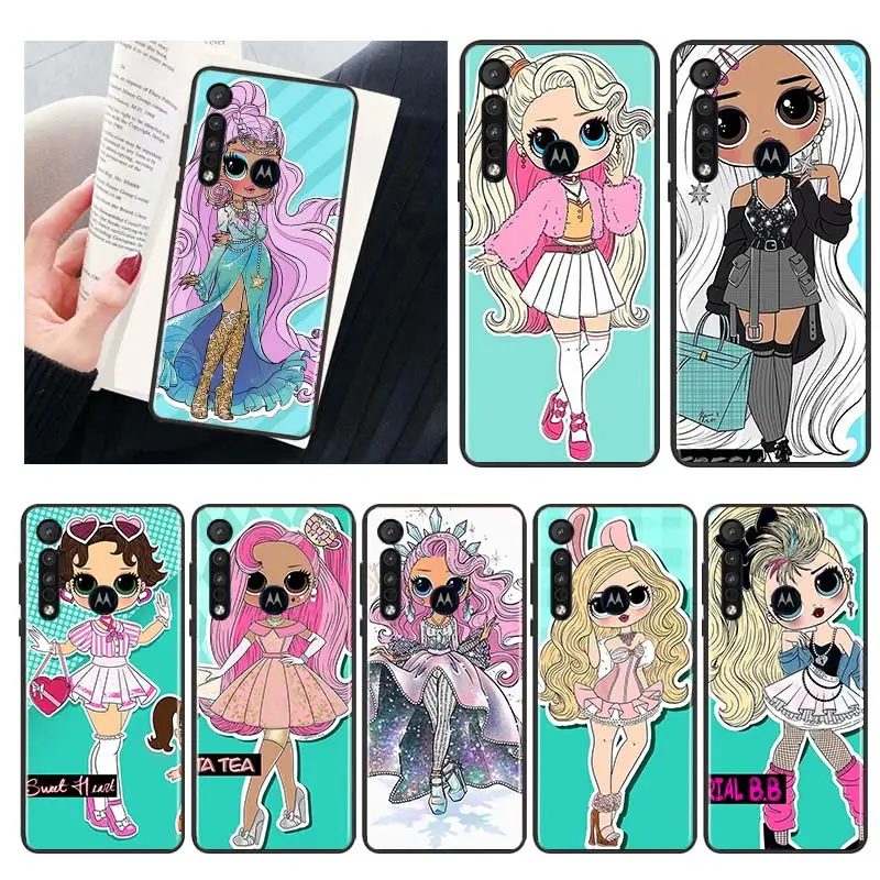 

L.O.L. SURPRISE Doll Art For Motorola MOTO G9 G8 E7 E7i E6 Power Edge One Fusion Plus Lite Hyper Marco Black Soft Phone Case