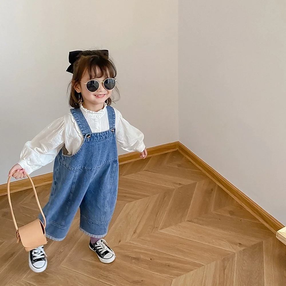 

Trousers Fashion Loose Overalls Spring All-match Korean Denim Casual Style Bib Children Autumn