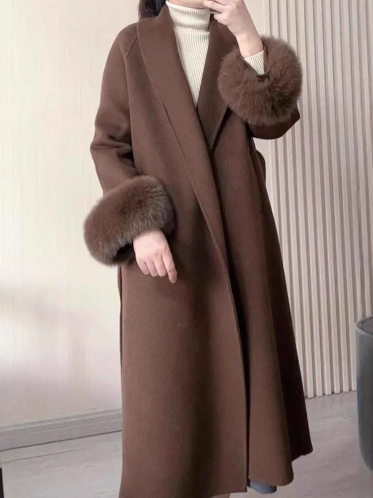 BZVW Angola красное двустороннее шерстяное пальто женское с лацканами и манжетами