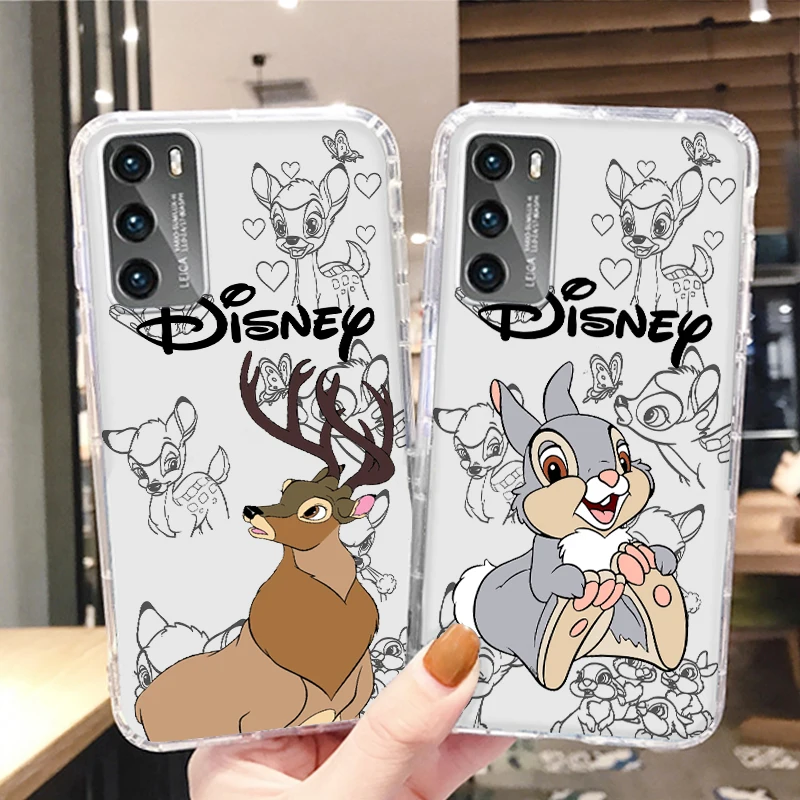 

Bambi Cartoon Rabbit Transparent Phone Case For Huawei P50 P40 P30 P20 Lite P Smart Z Pro Plus 2019 2021 Cover