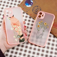 hand hold hands flower love beautiful phone case matte transparent for iphone 7 8 11 12 13 plus mini x xs xr pro max cover