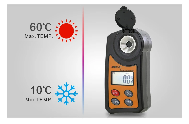 2GHS Brix and Temperature 0 to 55% Brix Digital Refractometer Sugar enlarge
