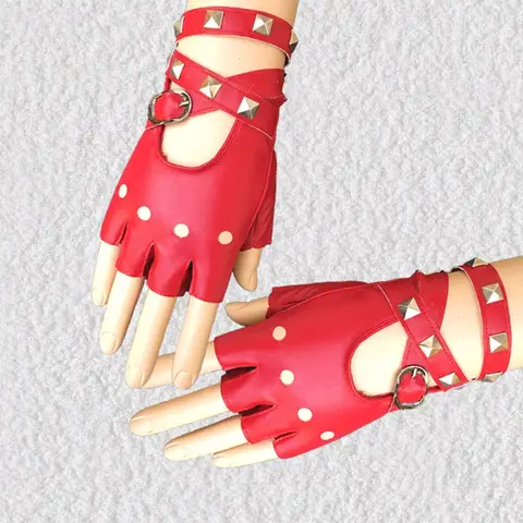 Перчатки для Бальных комнат, женские летние женские перчатки с полупальцами, перчатки для занятий спортом на открытом воздухе, перчатки из искусственной кожи, варежки с заклепками в стиле рок