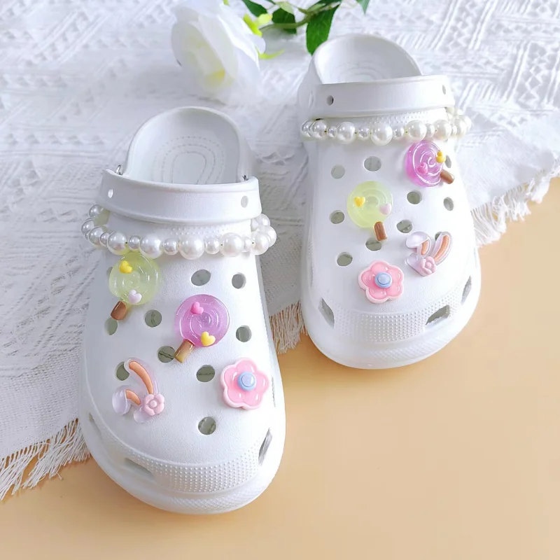 8-12Pcs/Set  New Led Glowing Croc Charms Accessories Flower Diy Shoes Decorations Party Disco Decor Luminous Light Up Glow Strap