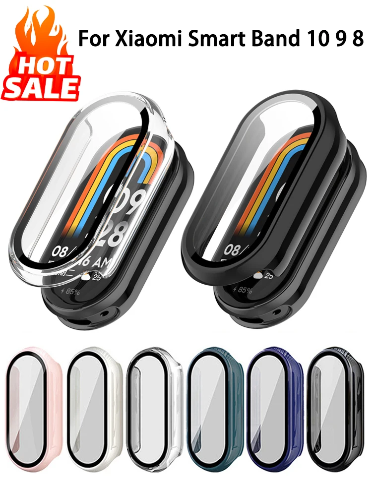 Szkło hartowane + obudowa PC do Xiaomi Mi Band 10 9 8 Pokrowiec odporny na wstrząsy Pełna twarda osłona ekranu Xiaomi Smart Band 10 9 Akcesoria