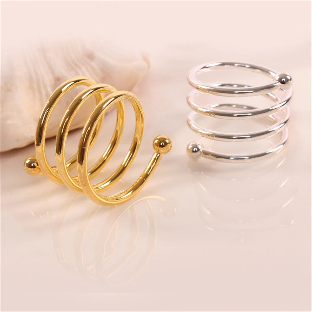

Classic metal spring gold and silver napkin ring table top decoration for hotel reception wedding banquet holiday party