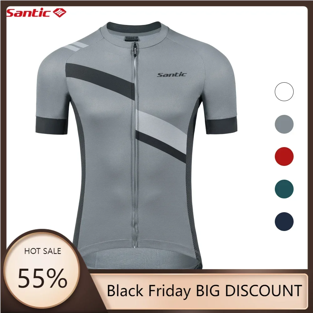 

Santic Men Cycling Jerseys Short Sleeve MTB Breathable Cycling Tops Men Cycle Jerseys Quick Dry Bike Shirt KM1C02220