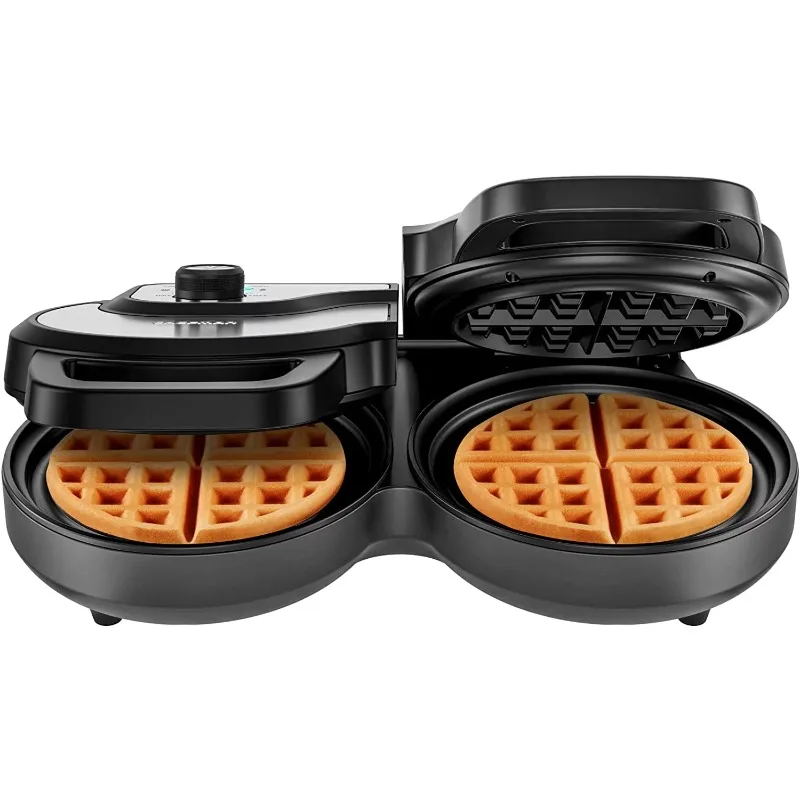 

Double Waffle Maker, 6-Inch,2 at a time, 7 Shade Temp Control, Non-Stick Waffle Iron Griddle