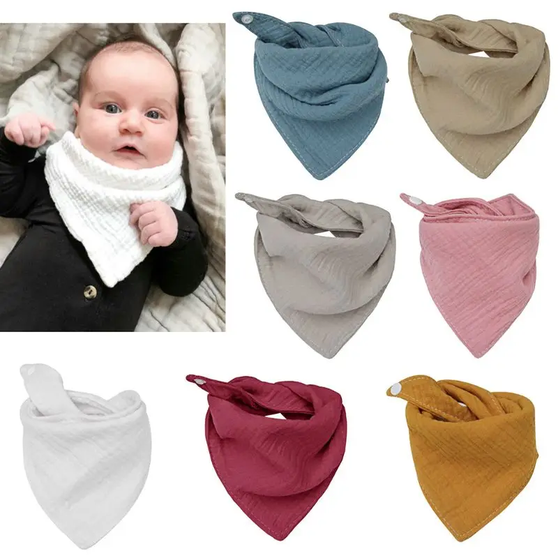 Baby Infant Cotton Bib Solid Color Triangle Scarf Feeding Saliva Towel Bandana Burp Cloth Boy Girl Babies Accessories Newborn