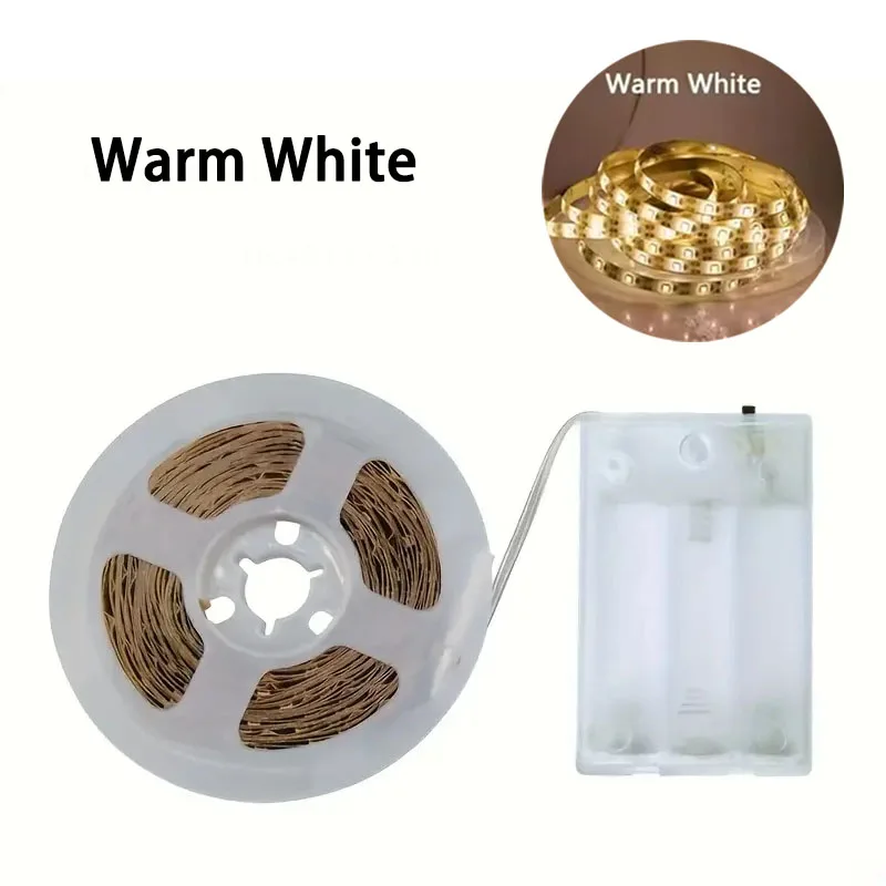 

Светодиодная лента SMD2835, белая/теплый белый, 1-10 м, питание от батарей, для декоративного освещения