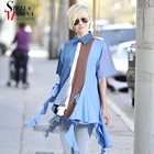 Новинка 2021, женские летние повседневные стильные уникальные блузки с коротким рукавом и кисточками, уличная рубашка большого размера, сорочка femme 8361