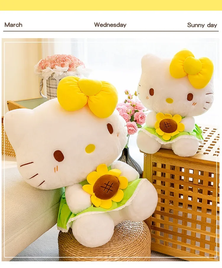 Подсолнухи Hello Kitty плюшевая игрушка подушка мягкая но не легко деформируется.