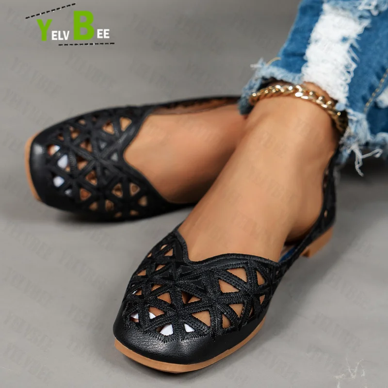 

Rome Women Sandals Hollow Shallow Loafers Flats Women Shoes Casual Walking Round Toe Slippers Spring Summer New Work Women Shoes