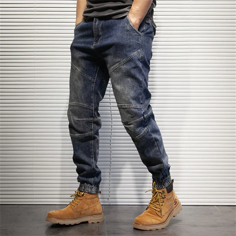 

2022 New Hip Hop Harem Jeans Pants Men Loose Joggers Denim Casual Sweatpants Korea Ankle Length Trousers Streetwear Male Clothes