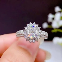 aesthetic sunflower shaped wedding bands female ring full dazzling cz stone proposal engagement fashion jewelry for women