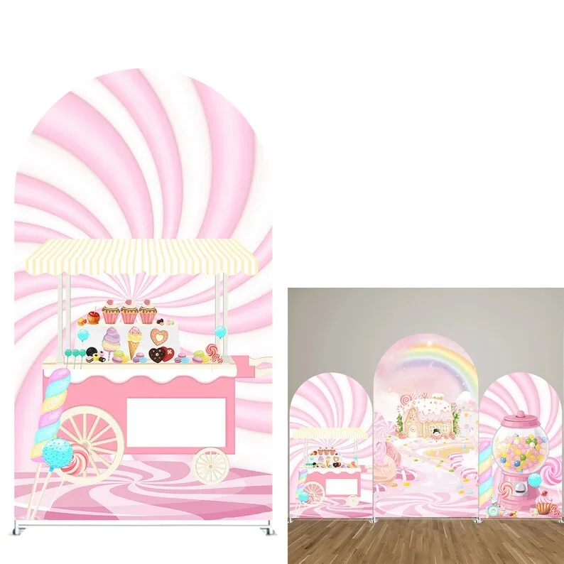 Фото Фон для фотозоны Mehofond Sweet Candyland: Розовый декор для дня рождения девочки, вечеринки в честь рождения ребенка, с пончиками и имбирными пряниками, фон Chiara №4
