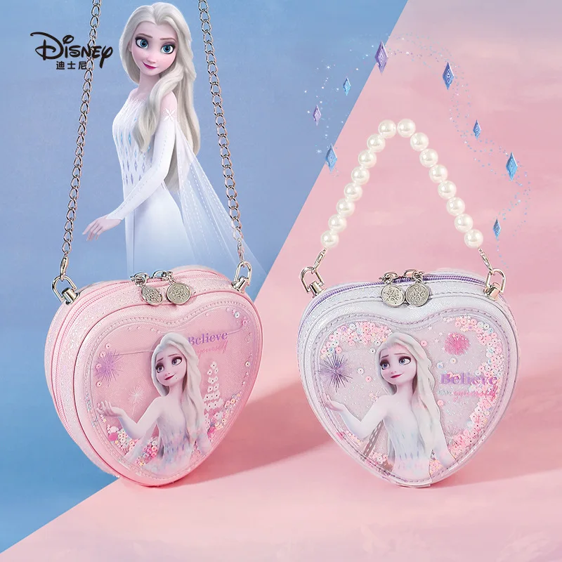 Disney's New Frozen Princess Aisha Authentic Girl One-shoulder Messenger Bag Zipper High-quality Girl Chest Bag Large Capacity