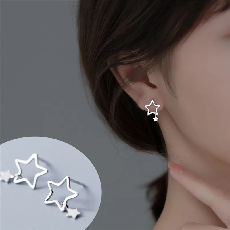 

Hot Sale 925 Sterling Silver Sweet Tassel Star Stud Earrings For Women Ear Buckle Earrings Romantic Party Wedding Jewelry b275