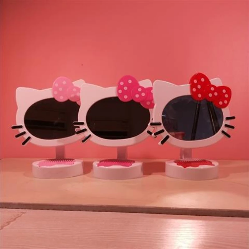 

Мультяшное вращающееся настольное зеркало Hello Kitty, зеркало для макияжа в общежитии, женское анимационное милое зеркало принцессы с небольшо...