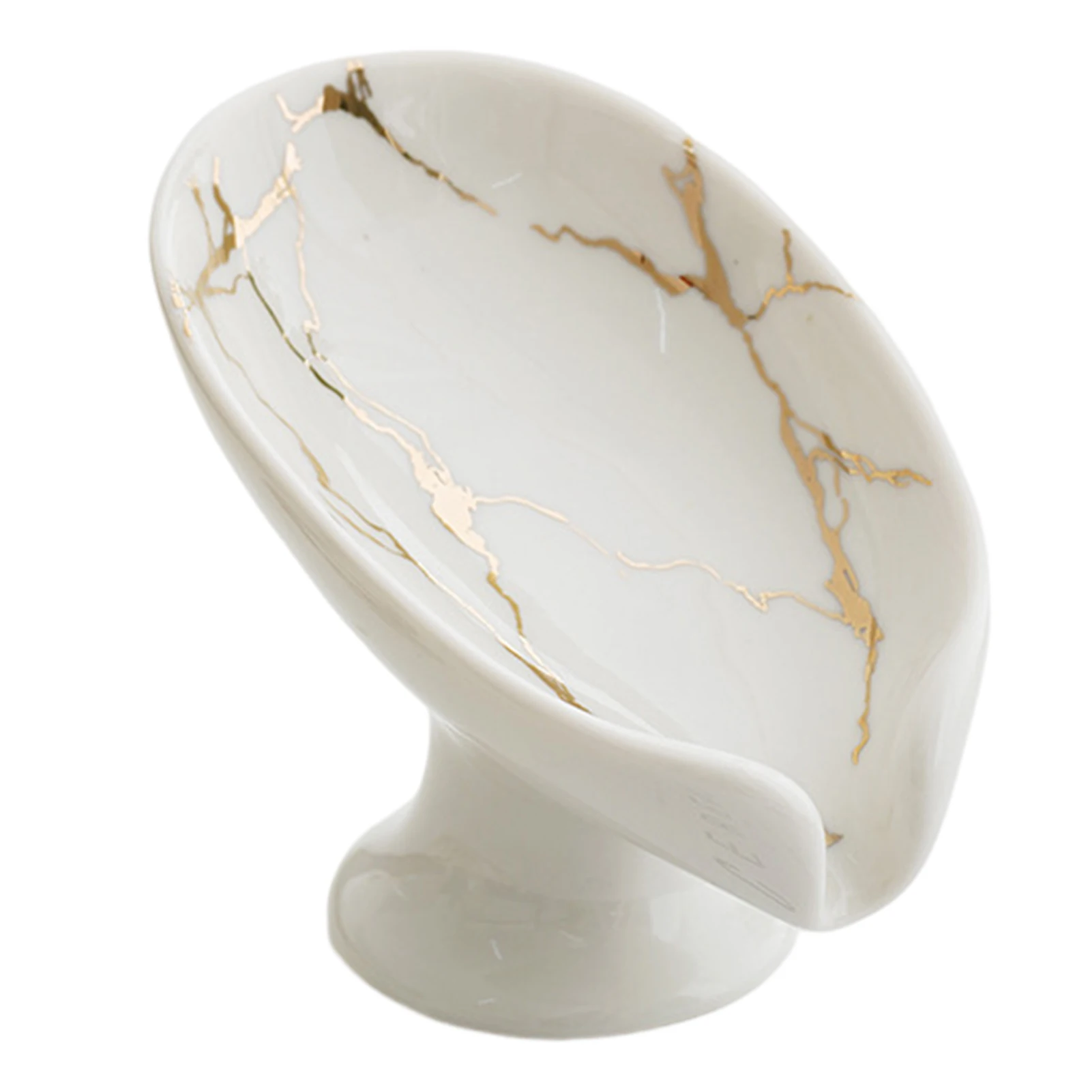 

Без беспорядка с подставкой в форме листа, керамическая кухонная раковина, держатель для мыла в ванной, самосливающийся декоративный водонепроницаемый лоток для хранения