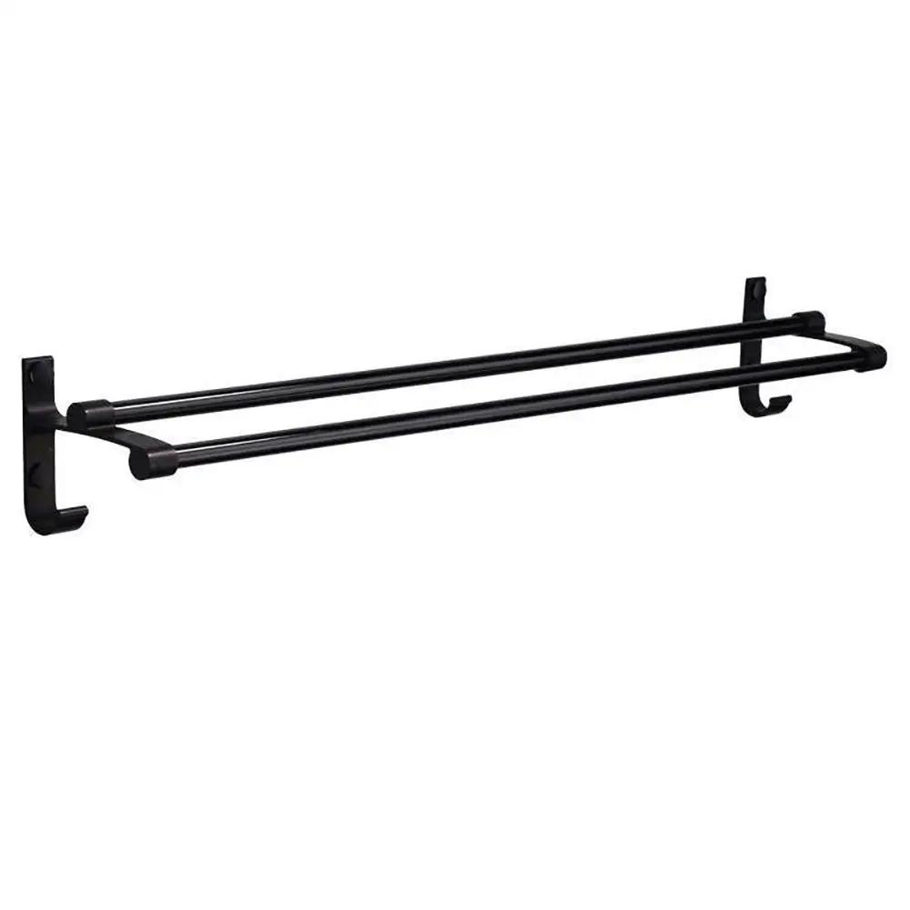 

Bathroom Towel Rack 40cm/50cm Aluminum Alloy Punch-free Wall-mounted Double Rod Storage Towel Bar Bathroom Accessories