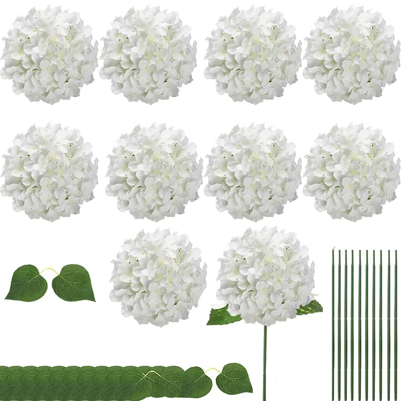 

Silk Hydrangea Artificial Flowers Hydrangea Heads with Stems for Home Wedding Decor