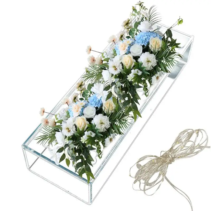 Прозрачная ваза для цветов, прямоугольная Цветочная центральная деталь для обеденного стола с отверстиями в Квинк, длинная прямоугольная в...