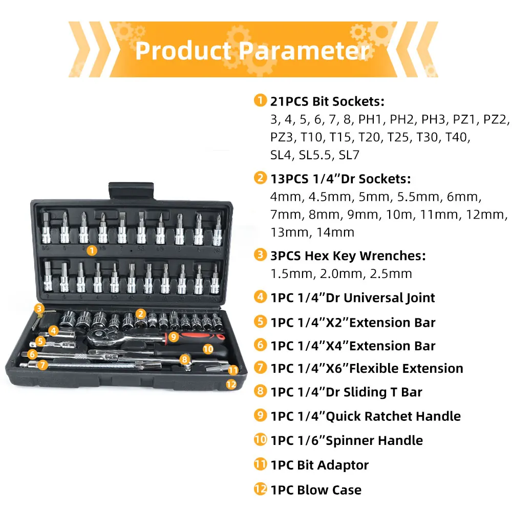 Набор гаечных ключей комплект ручных инструментов для ремонта автомобиля с