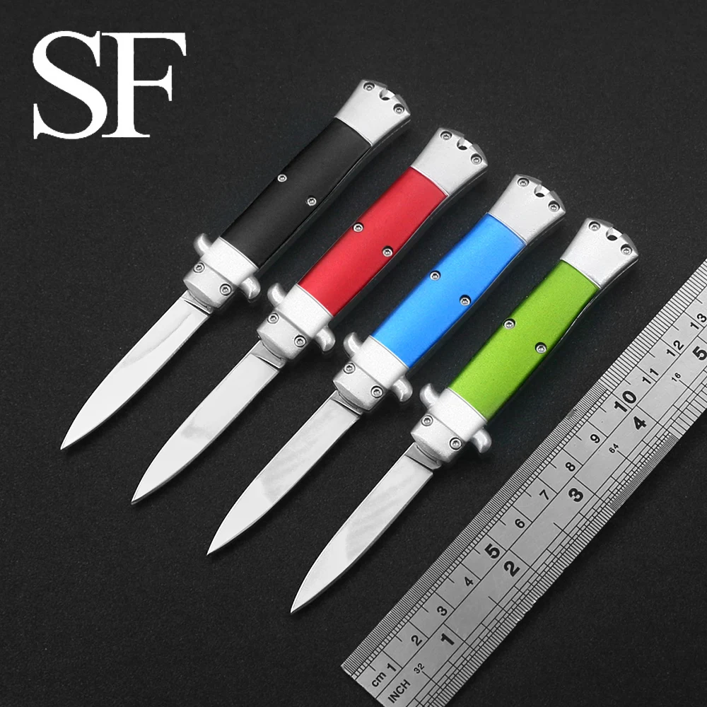 

Компактный охотничий нож SF, 4 цвета, OTF, 440, зеркальное лезвие, ручка из оксида алюминия два цвета, для повседневного использования, для кемпинга, приключений