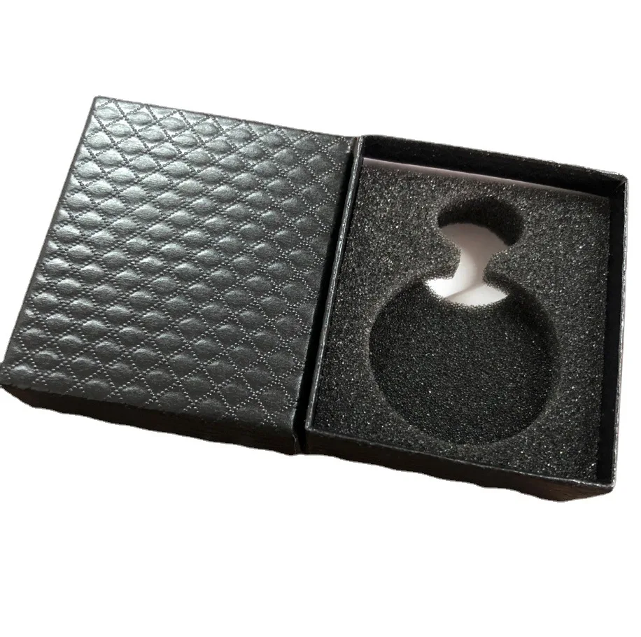 

Diamond Pattern Jet Black Pocket watch box organizer luxury box men jewellery bo