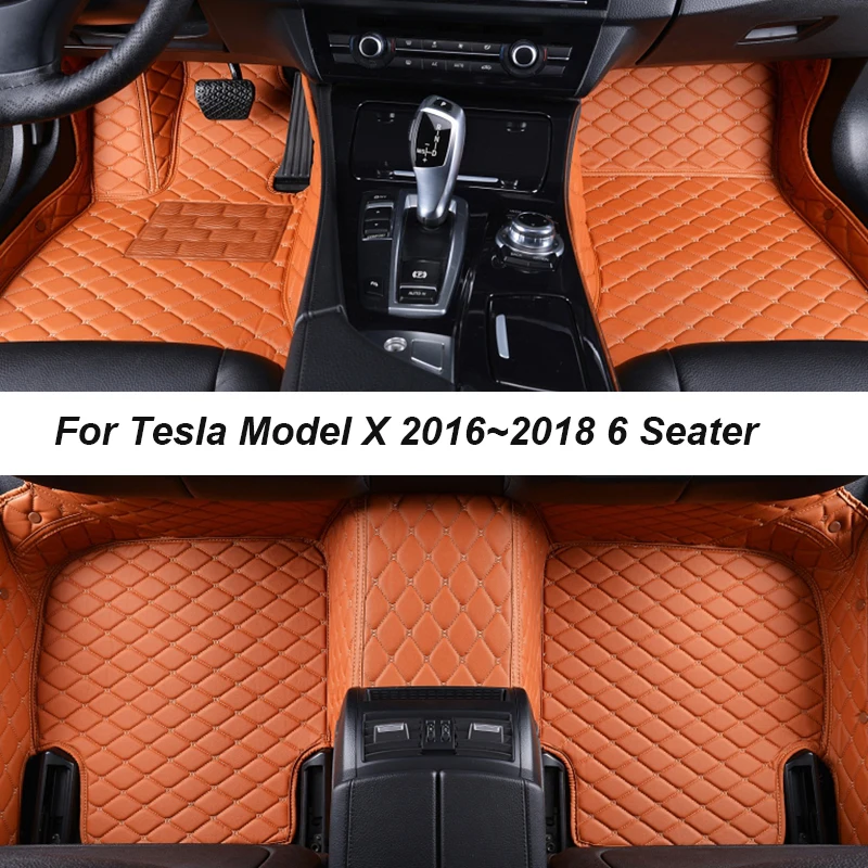 

Car Floor Mats For Tesla Model X 2016~2018 6 Seater AUTO DropShipping Center Interior Accessories Leather Carpets Rugs Foot Pads