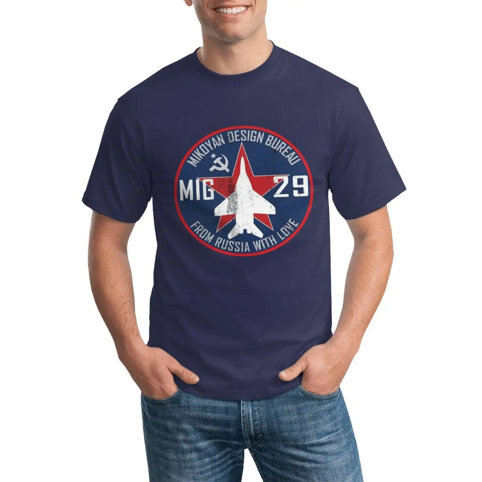 

From Russian With Love Explosion Fighter Jet Mig 29 Cool Cheap Sale Tee Men's 100% Cotton Casual T-shirts Loose Top Size S-3XL