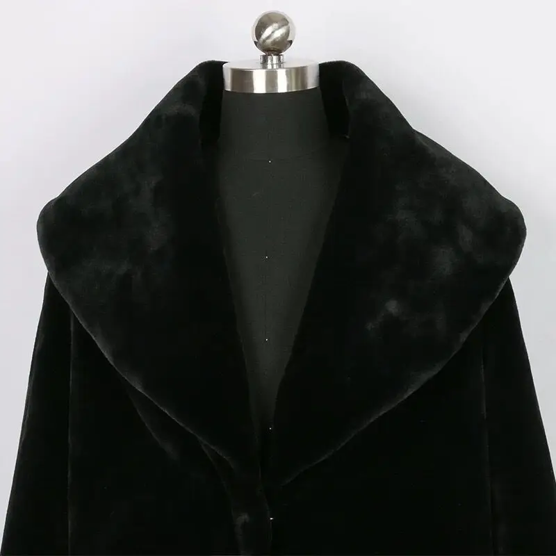 Women's Clothing 2022 Black Mink Velvet Fur Coat Female Long Paragraph Lapel Imitation Fur Coat Autumn and Winter New Warm