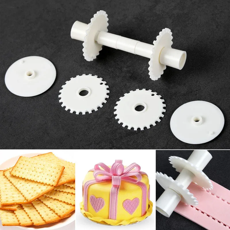 

6Pcs Flower Border Fondant Ribbon Roller Cutters Cake Sugar Cutter Lace Cake Mold Embosser DIY Dough Cutting Tool
