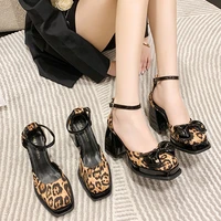 leopard high heels women shoes bow sandals 2022 autumn new fashion trend brand chunky sexy pumps lolita mary janes shoes zapatos